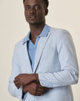Sky Blue Canvas Cotton Linen Custom Fit Jacket