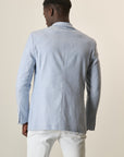 Sky Blue Canvas Cotton Linen Custom Fit Jacket