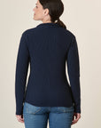 Blue Cotton Knit Jacket With Rice Grain