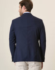 Custom Fit Blue Hopsack Wool Jacket