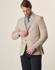 Beige Custom Fit Textured Jersey Jacket