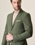 Custom Fit Green Textured Jersey Jacket