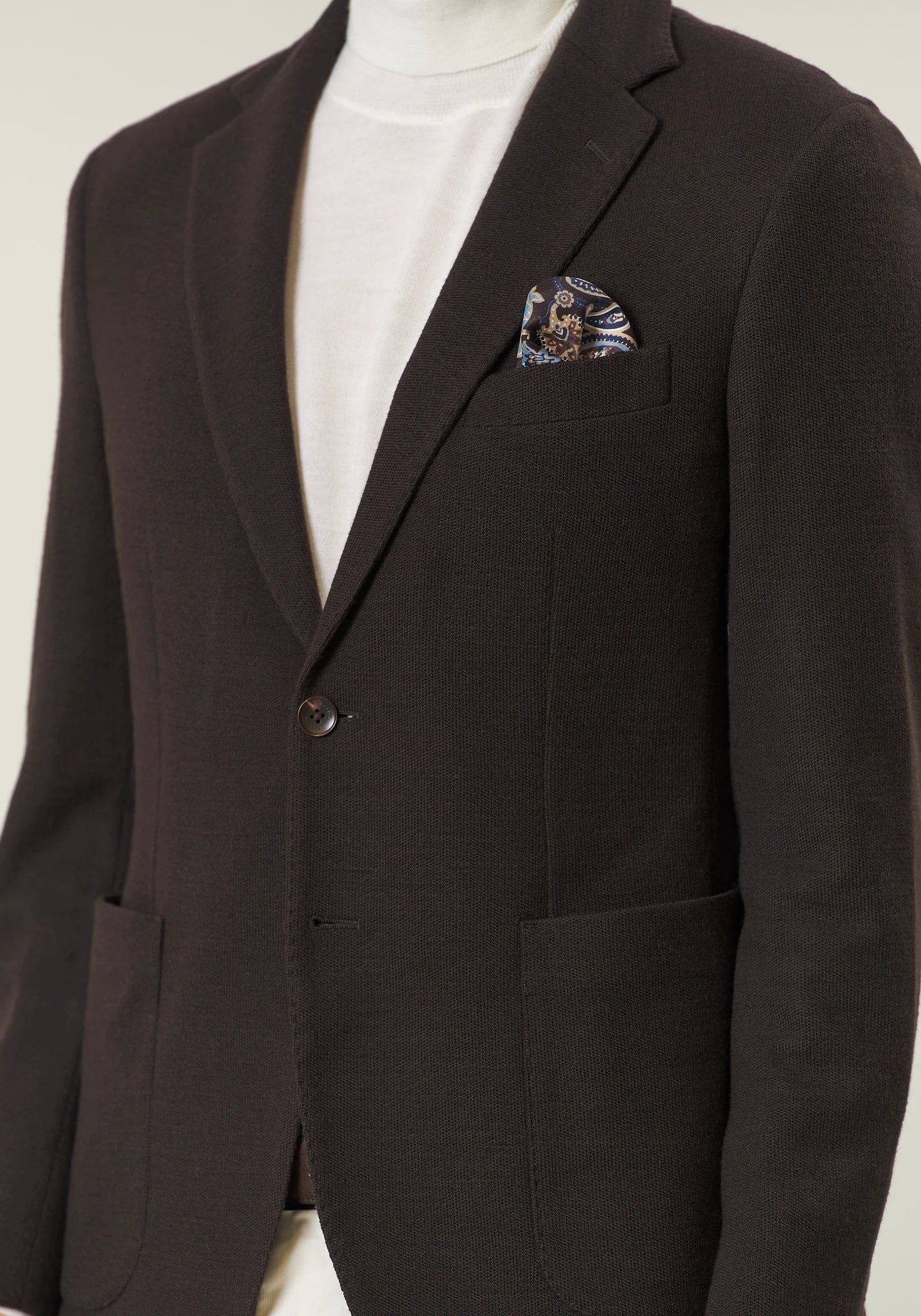 Giacca marrone decostruita jersey misto lana custom fit-Angelico