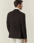 Brown deconstructed wool-blend jersey jacket, custom fit
