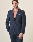 Dark Blue Linen Custom Fit Jacket