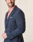 Dark Blue Linen Custom Fit Jacket