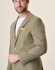 Custom Fit Linen Military Green Jacket