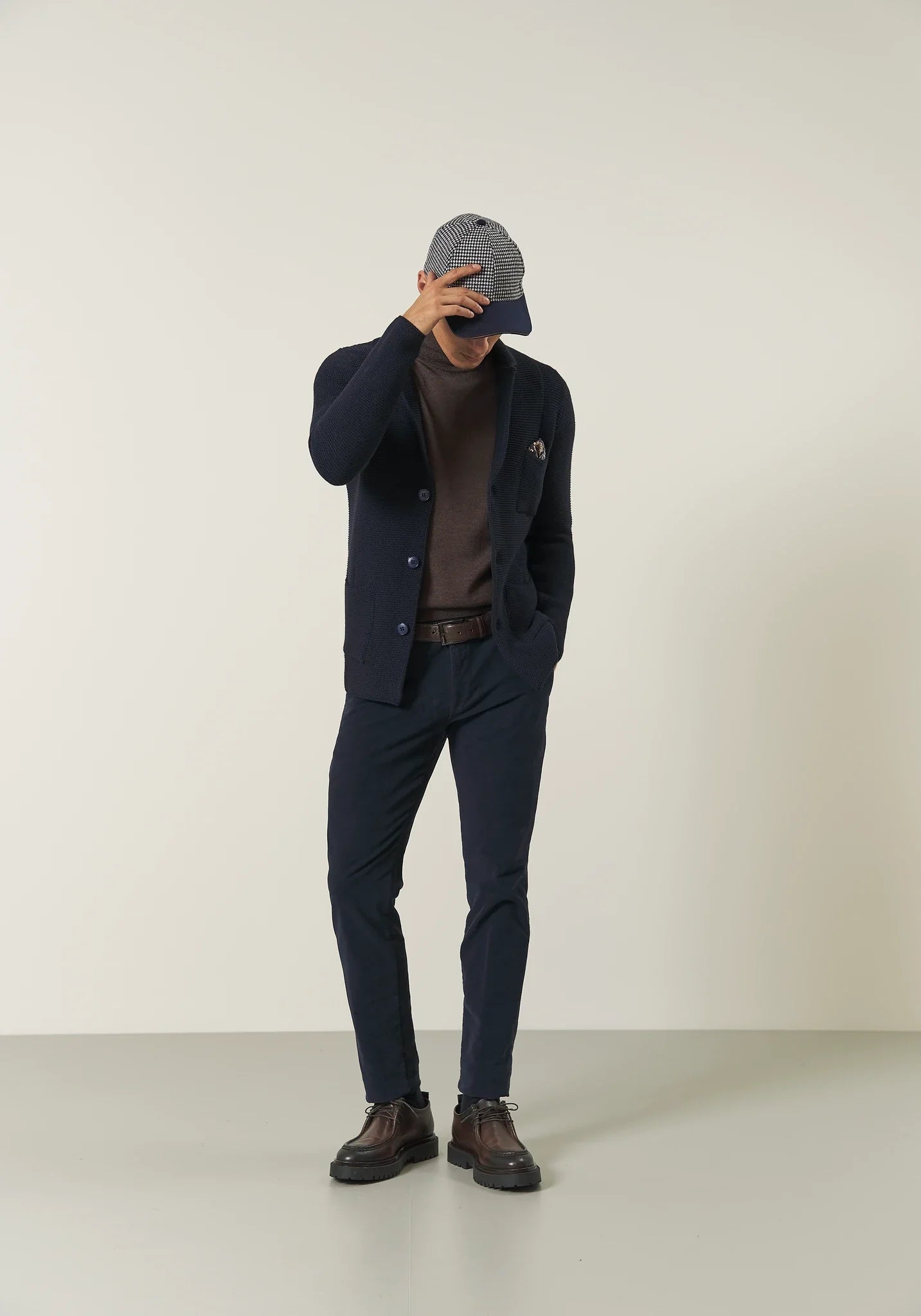 Giacca maglia blu misto lana-Angelico