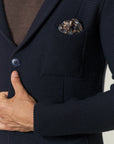 Giacca maglia blu misto lana-Angelico