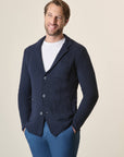 Blue Cotton Blend Knitted Jacket