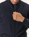 Maglia full zip blu scuro lana merinos Harmony-Angelico