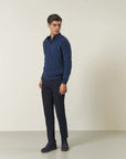 Vanis blue wool blend full zip sweater