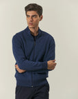 Maglia full zip blu misto lana vanis������-Angelico