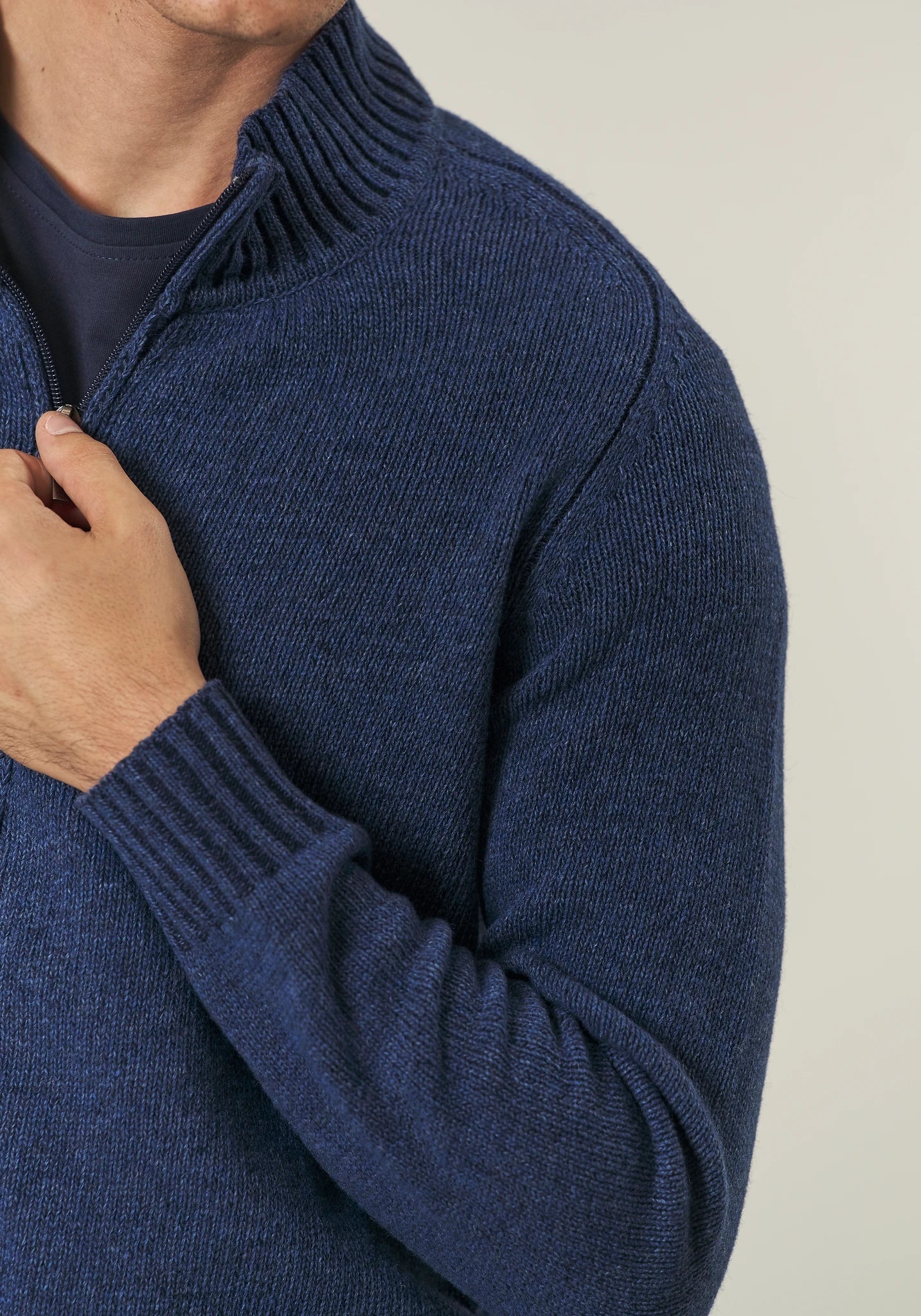 Maglia full zip blu misto lana vanis������-Angelico