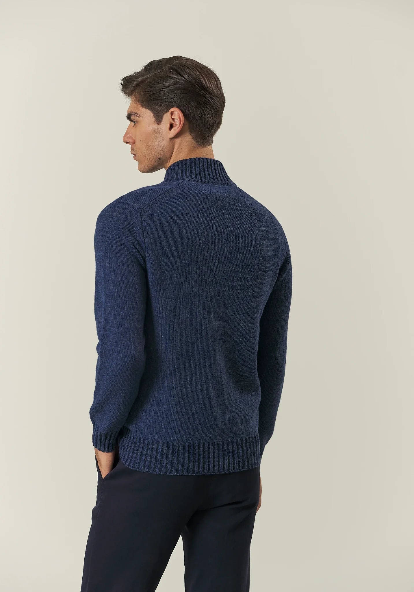 Maglia full zip blu misto lana vanis������-Angelico