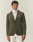 Custom fit corduroy military green jacket