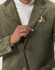 Giacca verde militare velluto a coste custom fit-Angelico