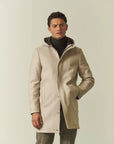 Beige wool blend hooded jacket