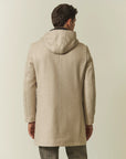 Beige wool blend hooded jacket