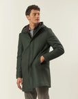 Green wool blend hooded jacket