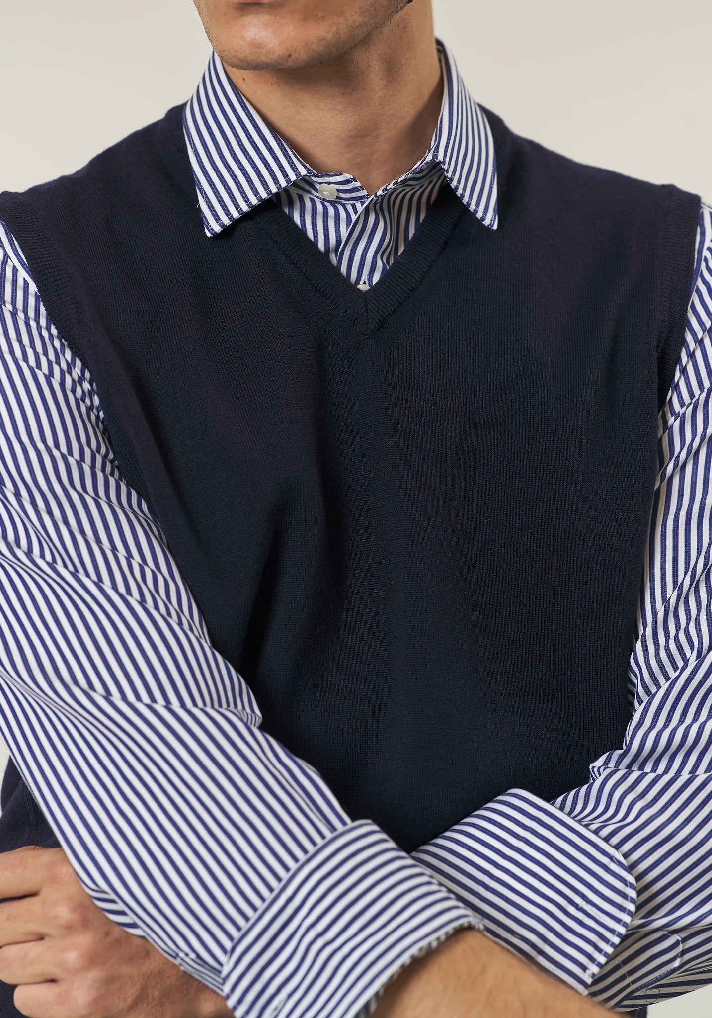 Gilet blu scuro lana merinos Harmony-Angelico