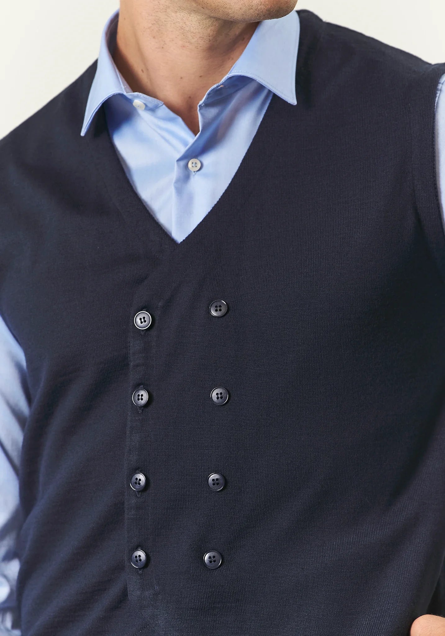 Gilet blu doppiopetto misto lana-Angelico