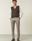 Brown double-breasted wool blend vest