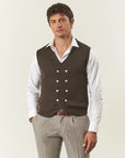 Brown double-breasted wool blend vest