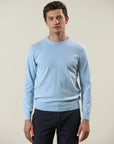 Light blue cotton crew neck sweater