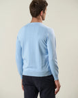 Light blue cotton crew neck sweater
