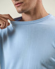 Light blue cotton crew neck sweater