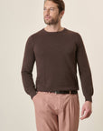 Brown Cotton Rice Grain Crewneck