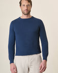 Blue Cotton Rice Grain Crewneck