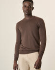 Dark Brown Cotton Crewneck