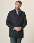 Navy Blue Stand-Up Collar Raincoat