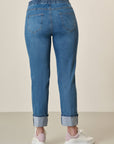 Stretch Cotton Jeans With Sewn-In Turn-Ups