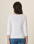 White Cotton Boat Neck Sweater
