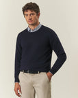 Dark blue crewneck merino wool Lana Gatto