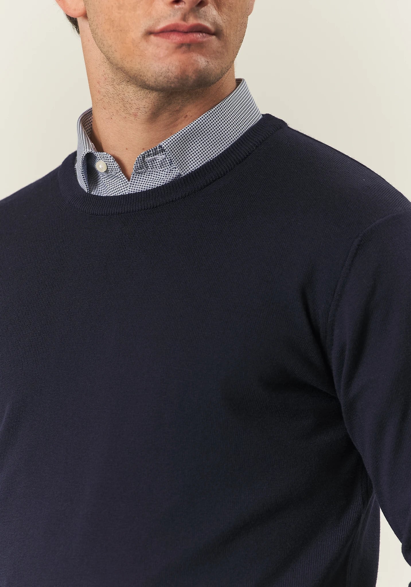 Girocollo blu scuro lana merinos Harmony-Angelico