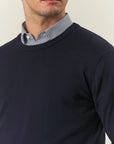 Girocollo blu scuro lana merinos Harmony-Angelico