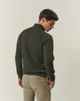 Lupetto zip verde misto lana coste-Angelico