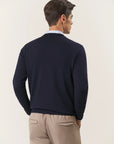 Dark blue V-neck merino wool Lana Gatto