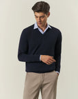 Dark blue V-neck merino wool Lana Gatto