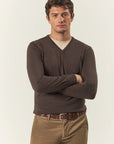 Brown V-neck merino wool Lana Gatto