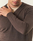 Scollo V marrone lana merinos Harmony-Angelico