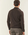 Brown rice grain wool blend jacket sweater