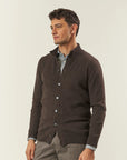 Brown rice grain wool blend jacket sweater