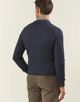 Blue wool crewneck with honeycomb effect
