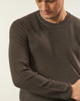 Brown wool crewneck with honeycomb effect