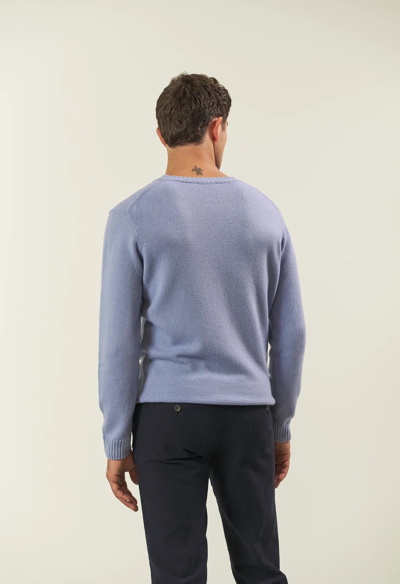 Light blue pure cashmere crewneck